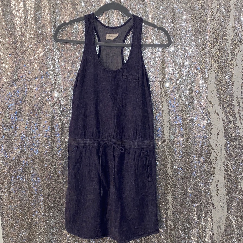 Denim Looking Drawstring Racerback Dress